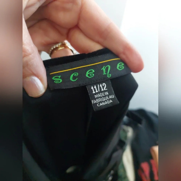 Vintage floral embroidered Velour  Maxi dress black 11/12 M Whimsigoth Wedding - Picture 6 of 9